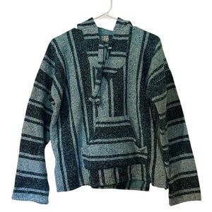 Art Maz Striped Blue Baja Hoodie Size Medium
